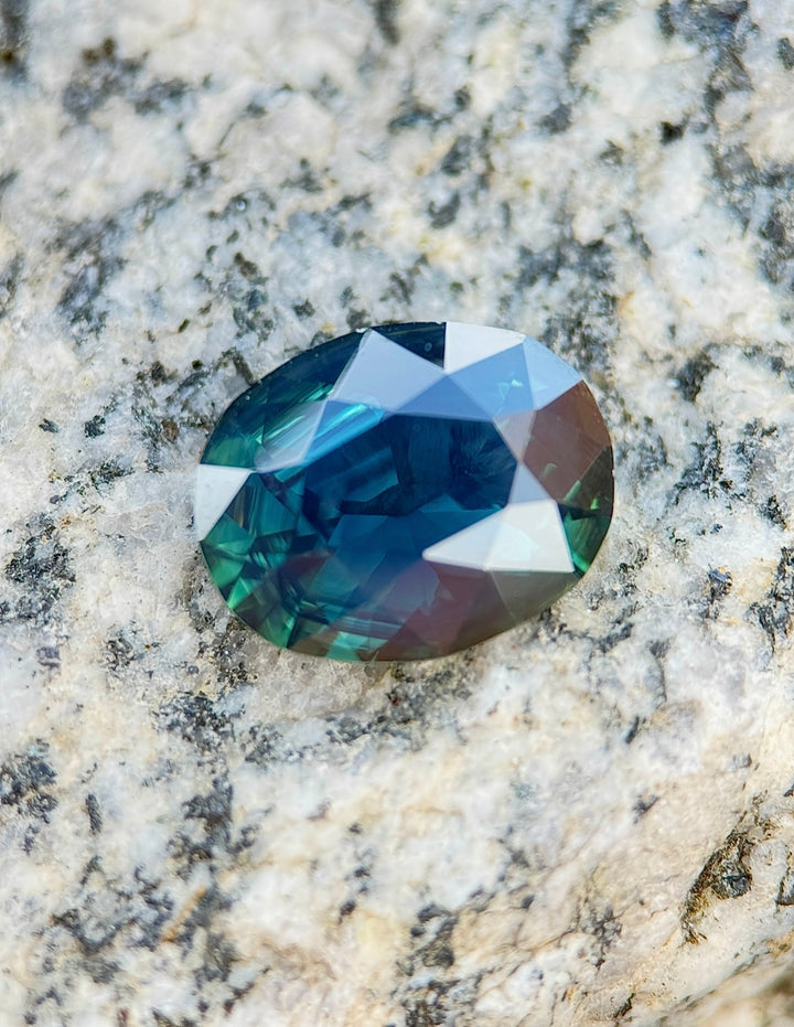 5.71CT Sapphire: Vibrant Teal Blue Green Custom Antique Style Oval Modified Brilliant Cut