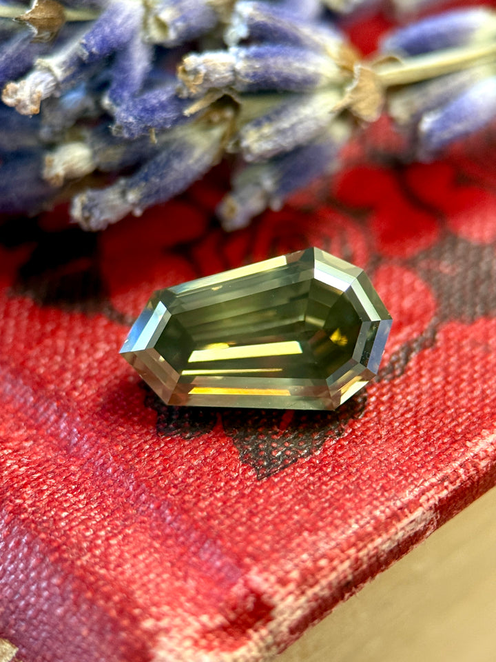 3.00CT Diamond: Fancy Green Gray Shield Step Cut