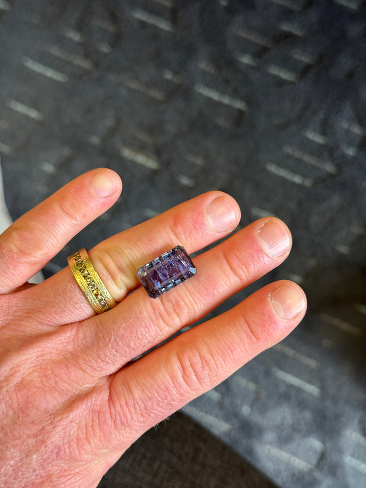 18.04CT Tanzanite: Teal Blue Violet Custom Octagonal Step Cut
