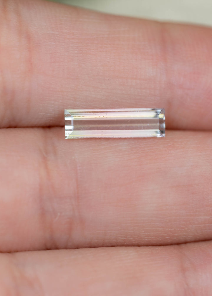 1.46CT Tourmaline: Bi Color Watermelon Pastel Green Pink Precision Elongated Emerald Cut