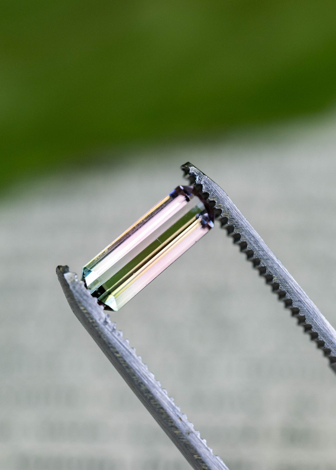 1.30CT Tourmaline: Bi Color Watermelon Pastel Green Pink Precision Elongated Emerald Cut