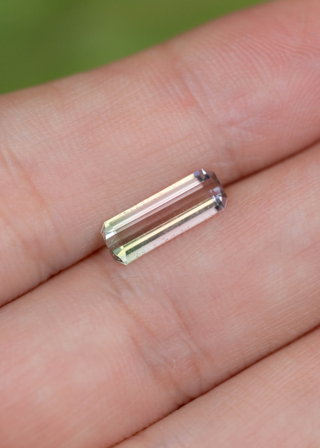 1.30CT Tourmaline: Bi Color Watermelon Pastel Green Pink Precision Elongated Emerald Cut