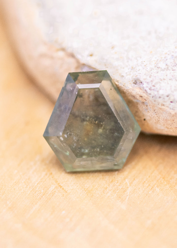 2.11CT Sapphire: Teal Blue Green Shield Step Cut