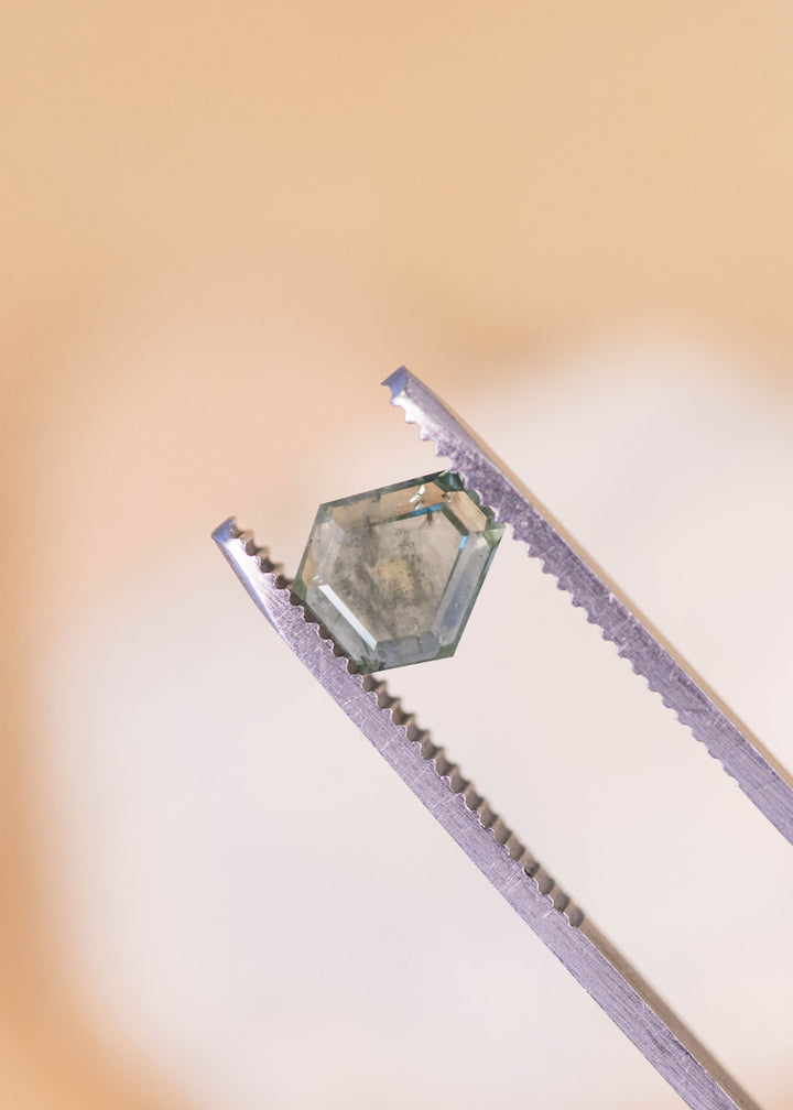 2.11CT Sapphire: Teal Blue Green Shield Step Cut