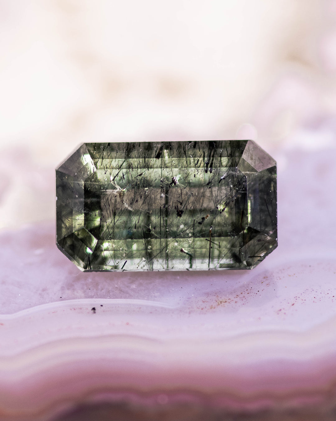 3.32CT Peridot: Green Black Cushion Mix Cut