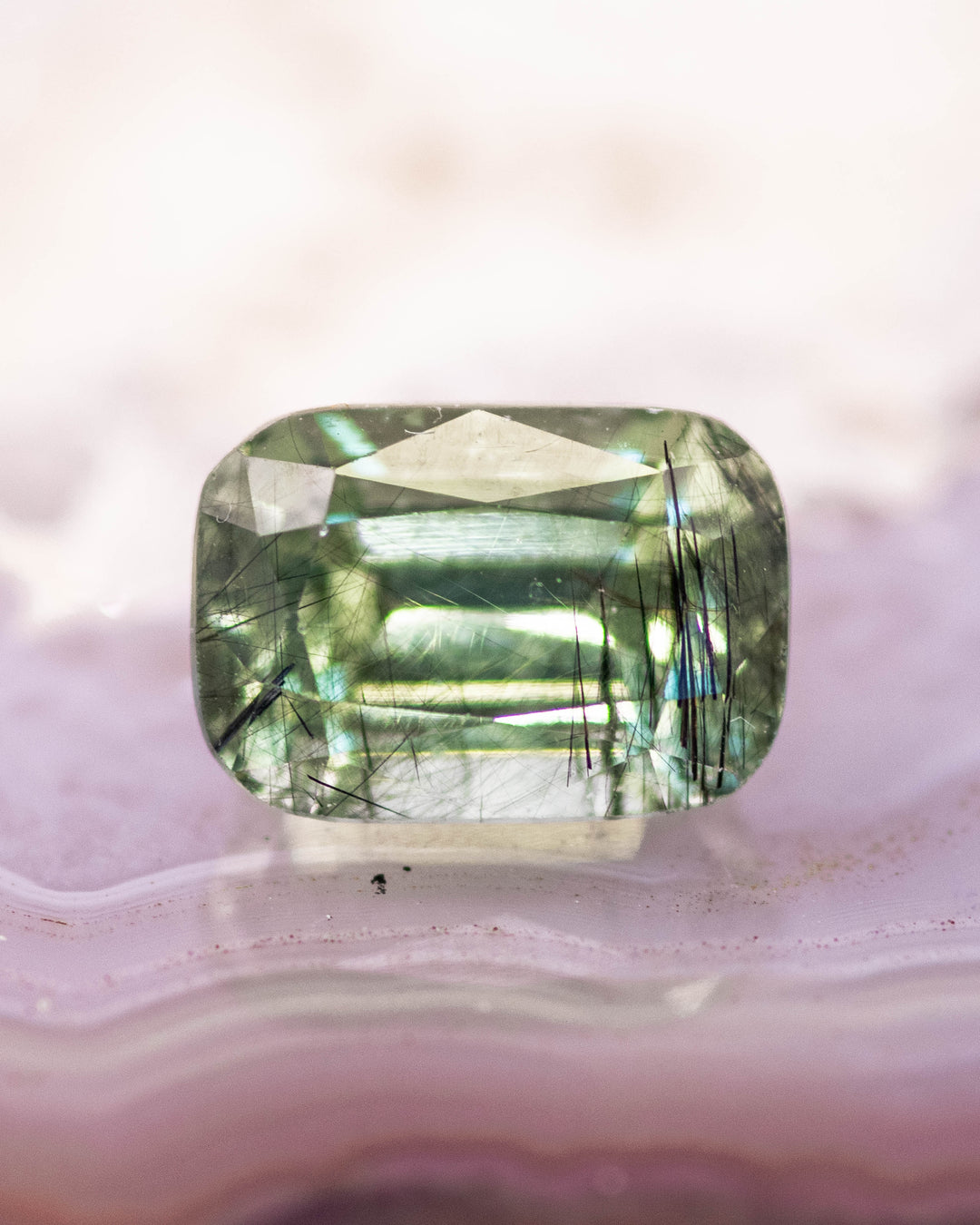2.45CT Peridot: Green Black Cushion Mix Cut