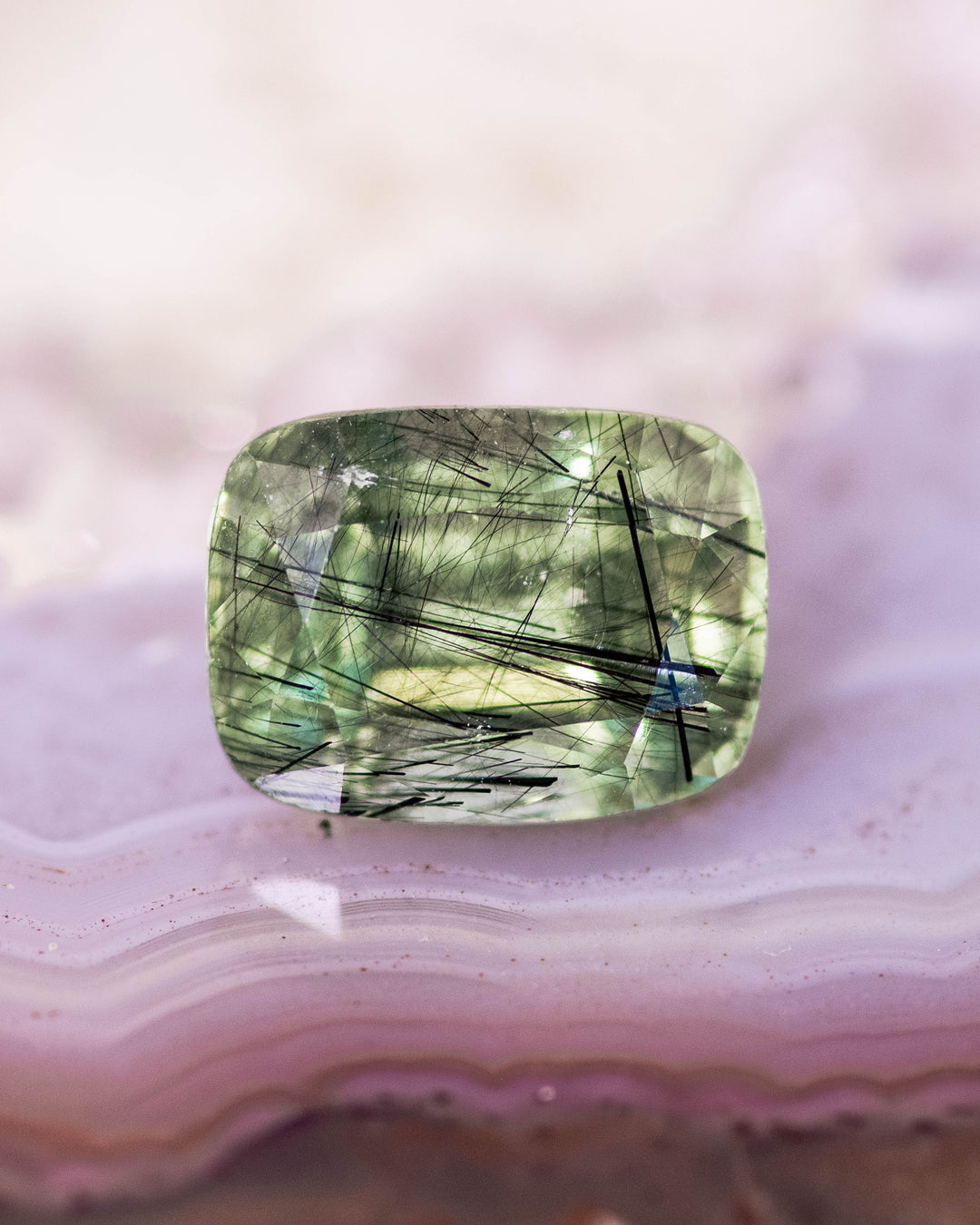3.40CT Peridot: Green Black Cushion Mix Cut