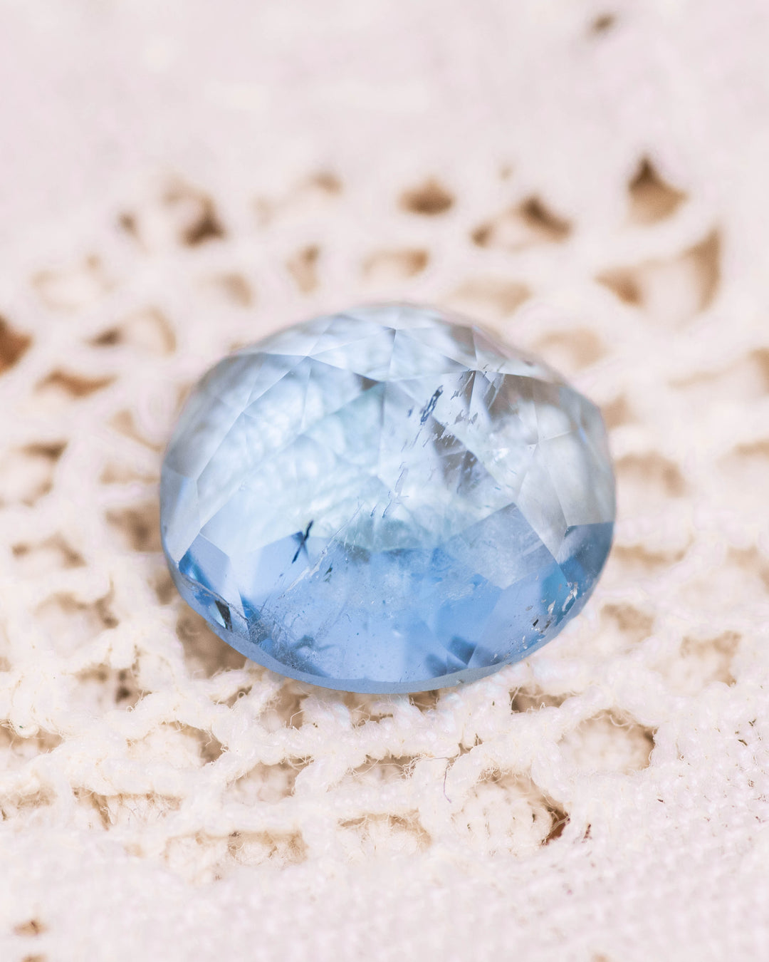 3.67CT Aquamarine: Double Blue Modified Round Rose Cut