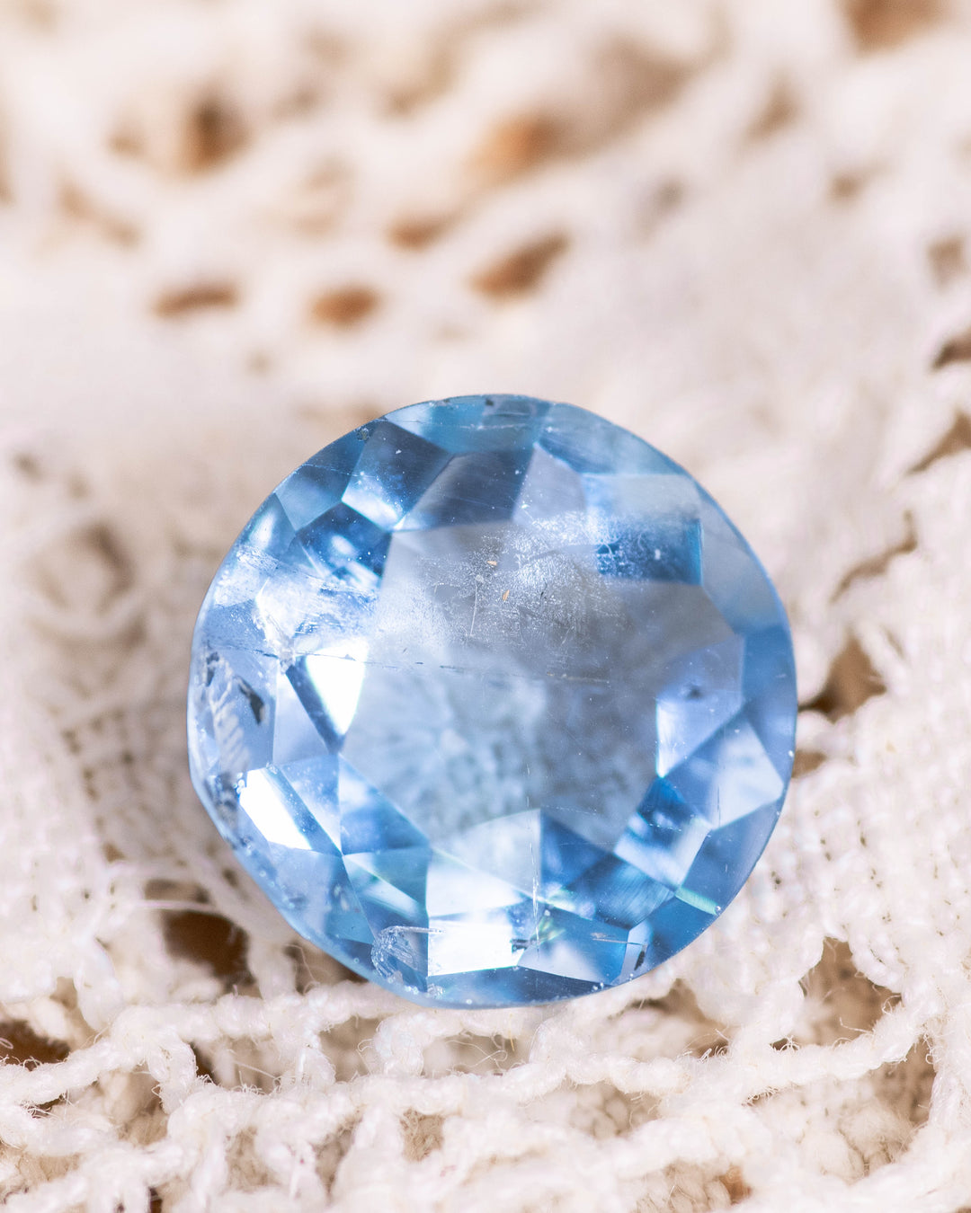 3.67CT Aquamarine: Double Blue Modified Round Rose Cut