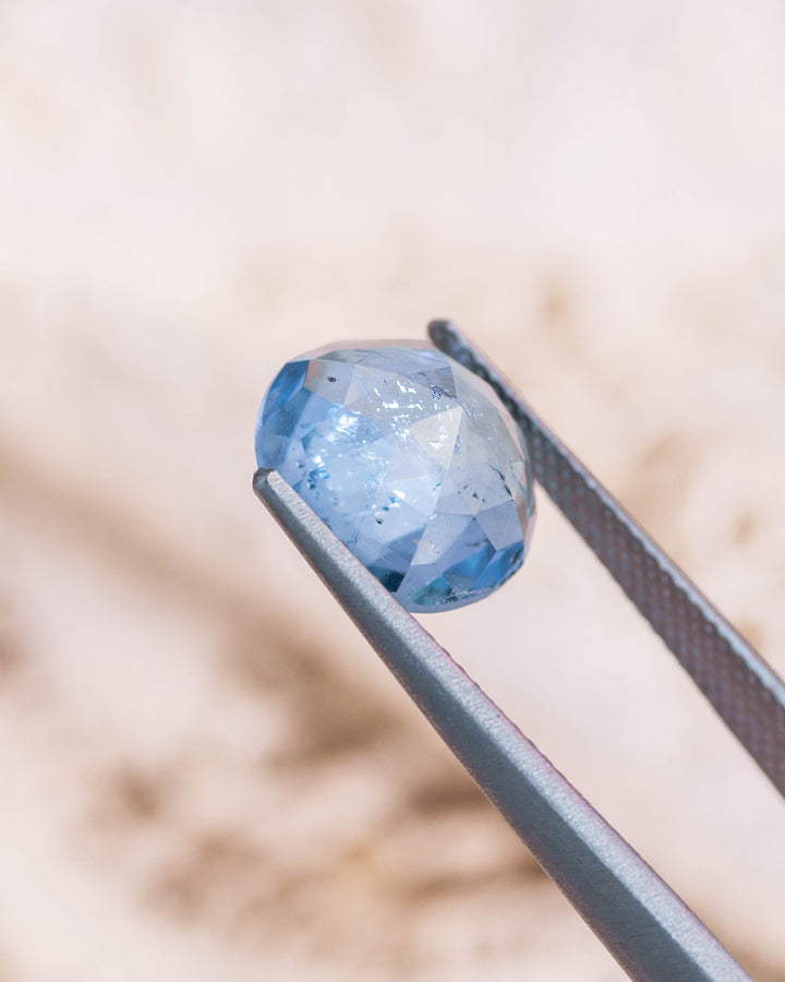 3.67CT Aquamarine: Double Blue Modified Round Rose Cut