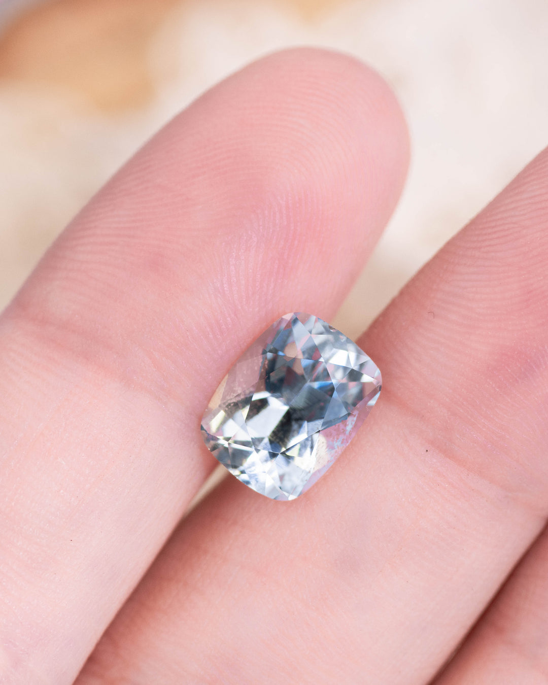 2.85CT Aquamarine: Pale Blue Green Modified Cushion