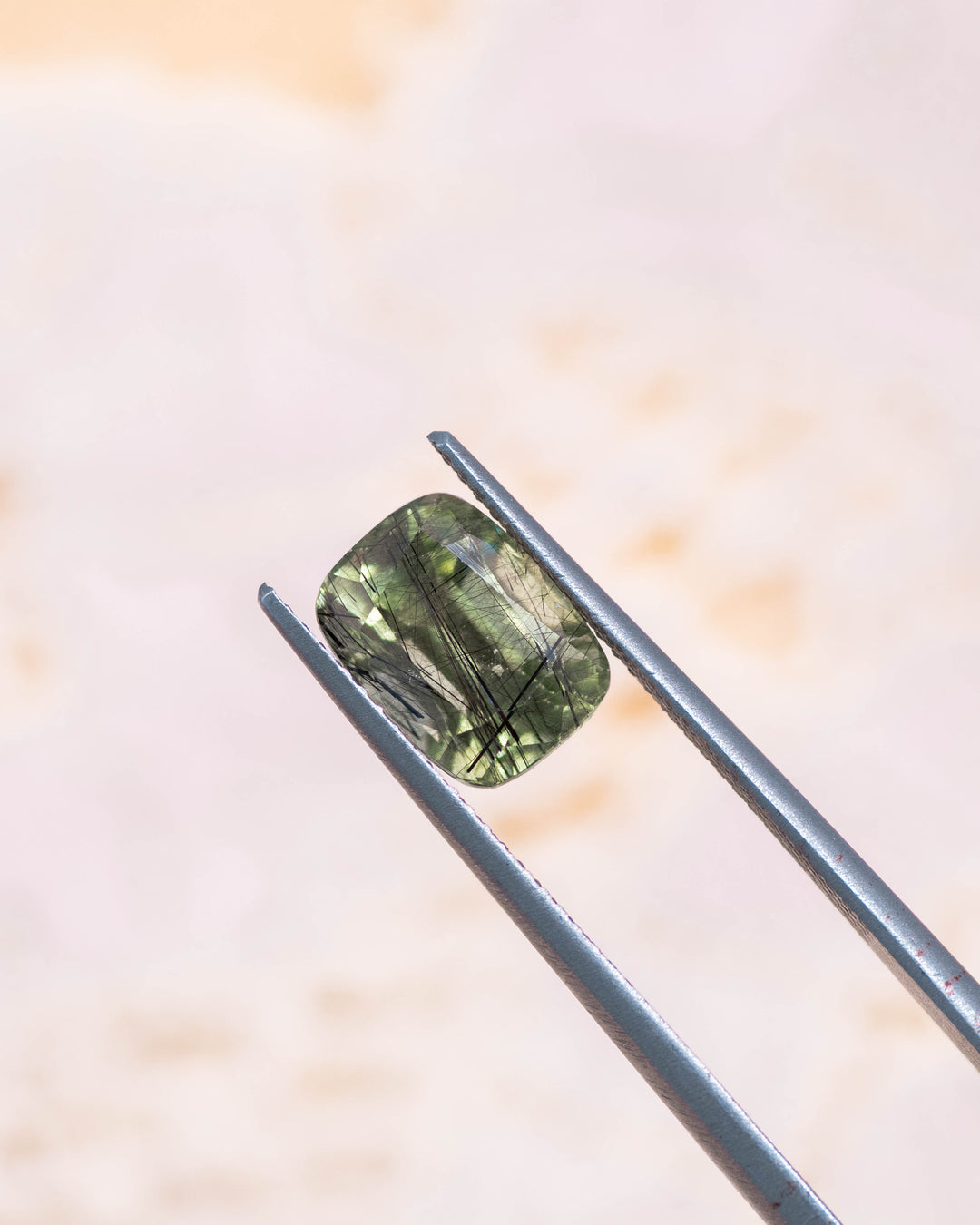 3.40CT Peridot: Green Black Cushion Mix Cut