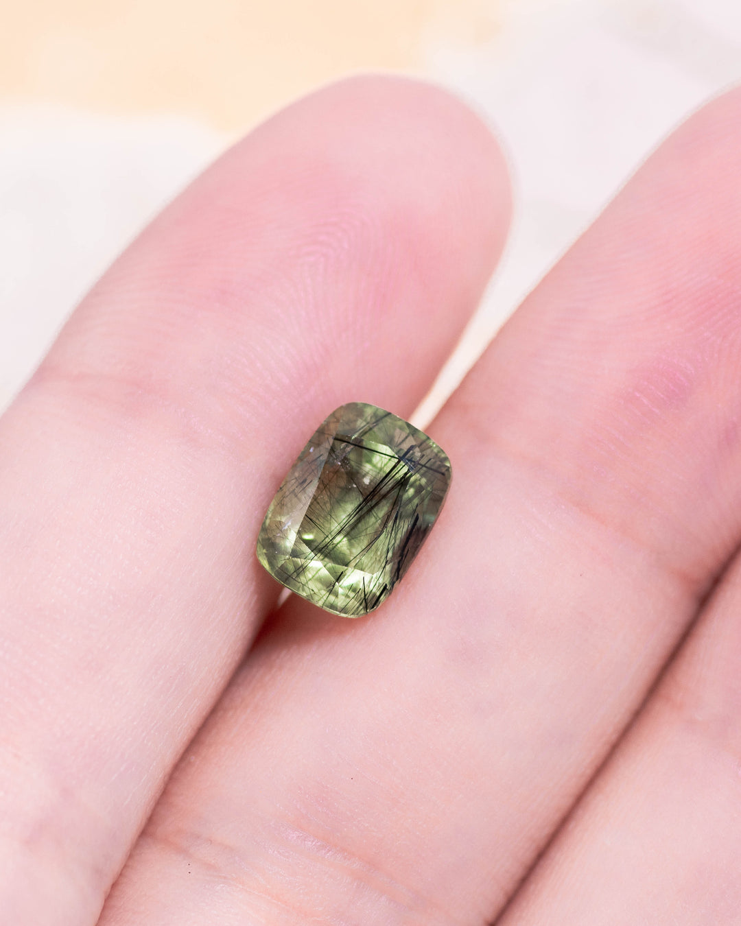 3.40CT Peridot: Green Black Cushion Mix Cut