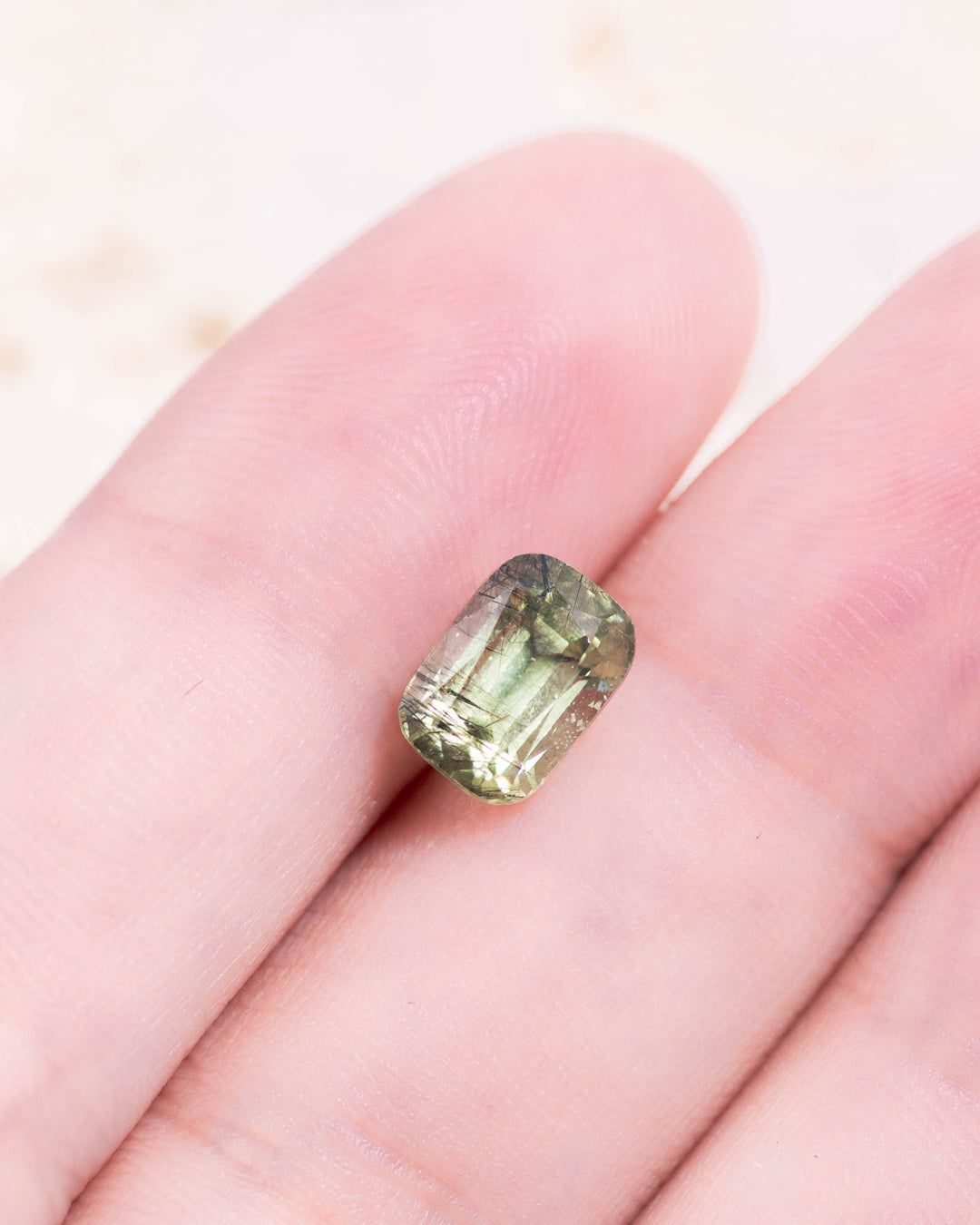 2.45CT Peridot: Green Black Cushion Mix Cut