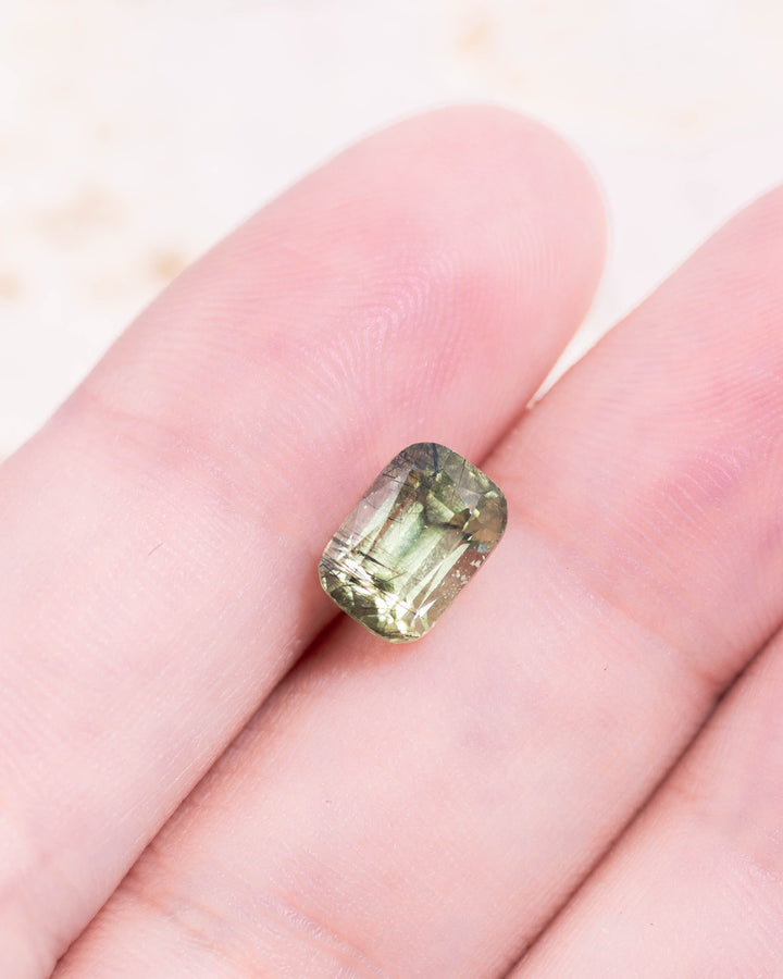 2.45CT Peridot: Green Black Cushion Mix Cut
