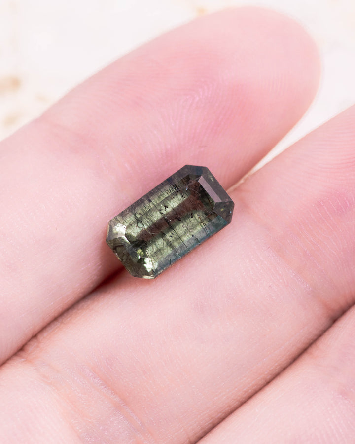 3.32CT Peridot: Green Black Cushion Mix Cut