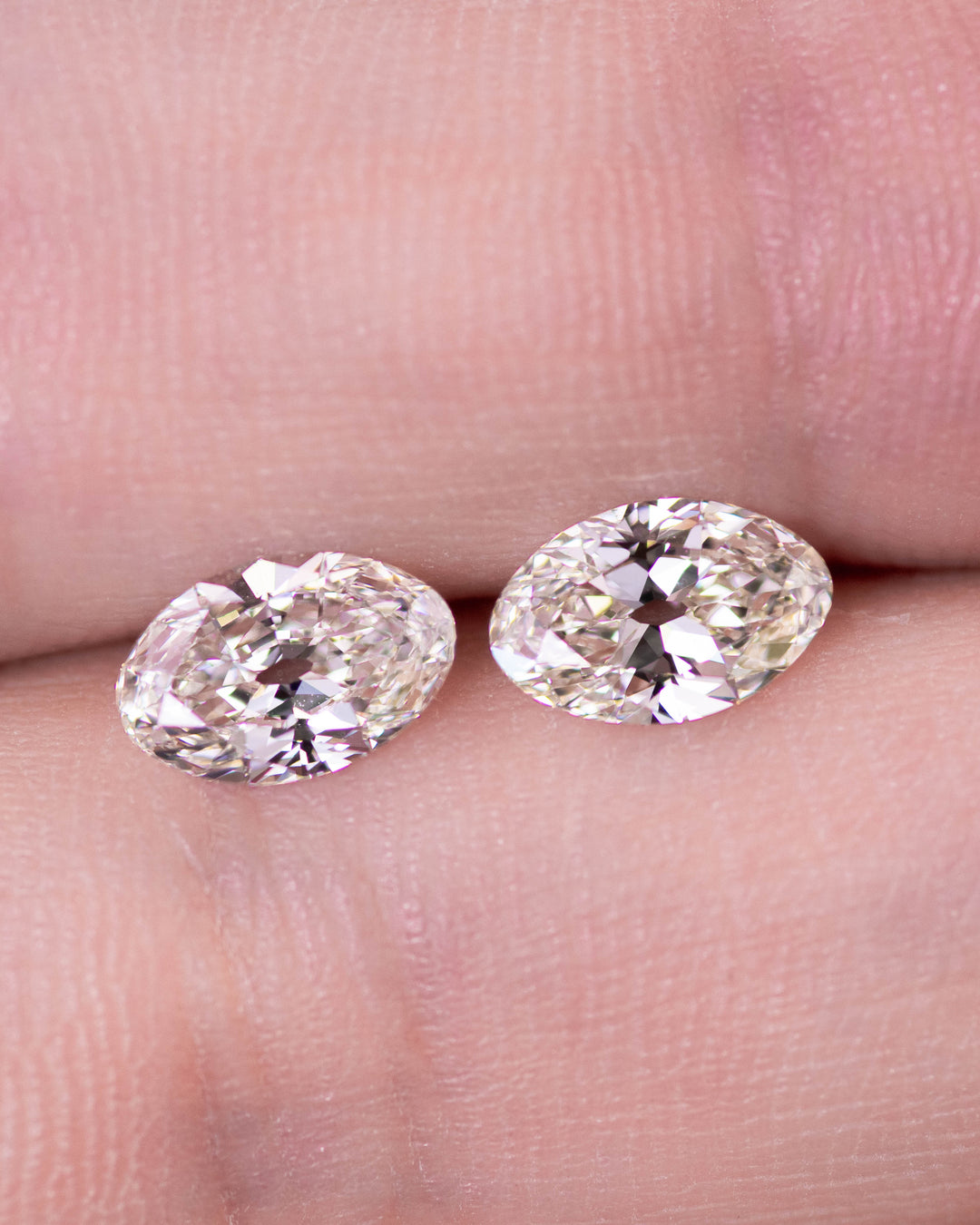 1.43CTW Matched Diamond Pair: J-K VS1-VVS2 Antique Moval Cut