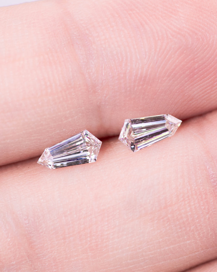 0.74CTW Matched Diamond Pair: G-F VVS2 Shield Step Cut