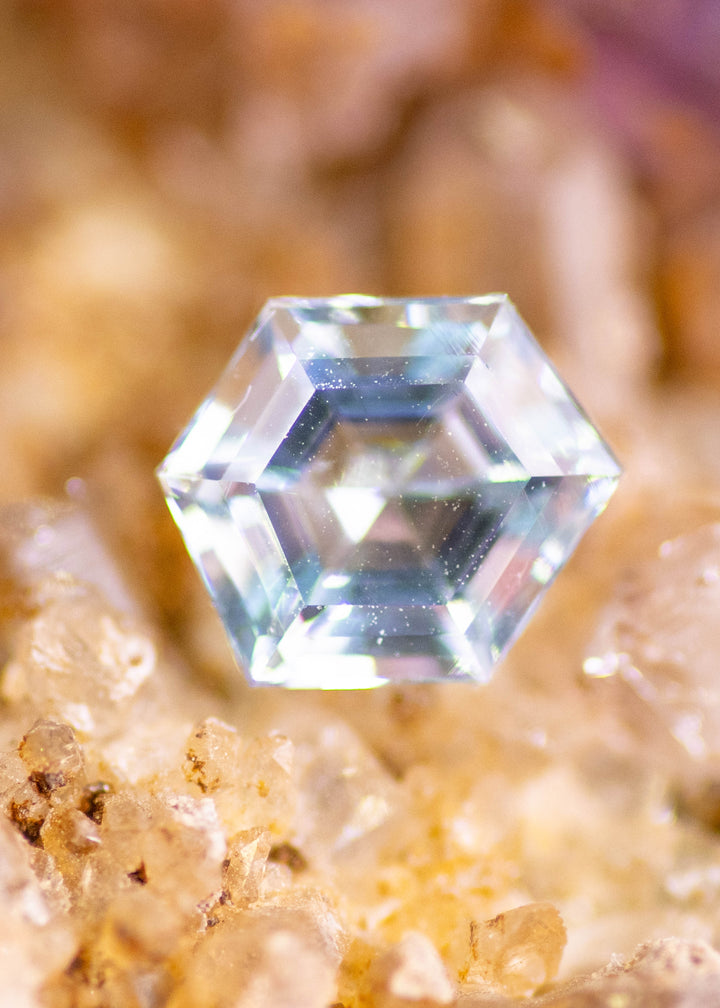 1.28CT Aquamarine: Blue Hexagon Step Cut