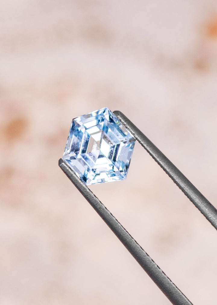 1.28CT Aquamarine: Blue Hexagon Step Cut