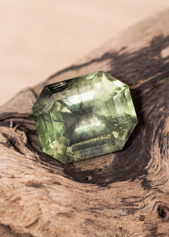 2.99CT Peridot: Green Black Emerald Cut
