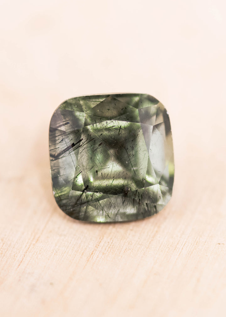 2.60CT Peridot: Green Black Cushion Mix Cut