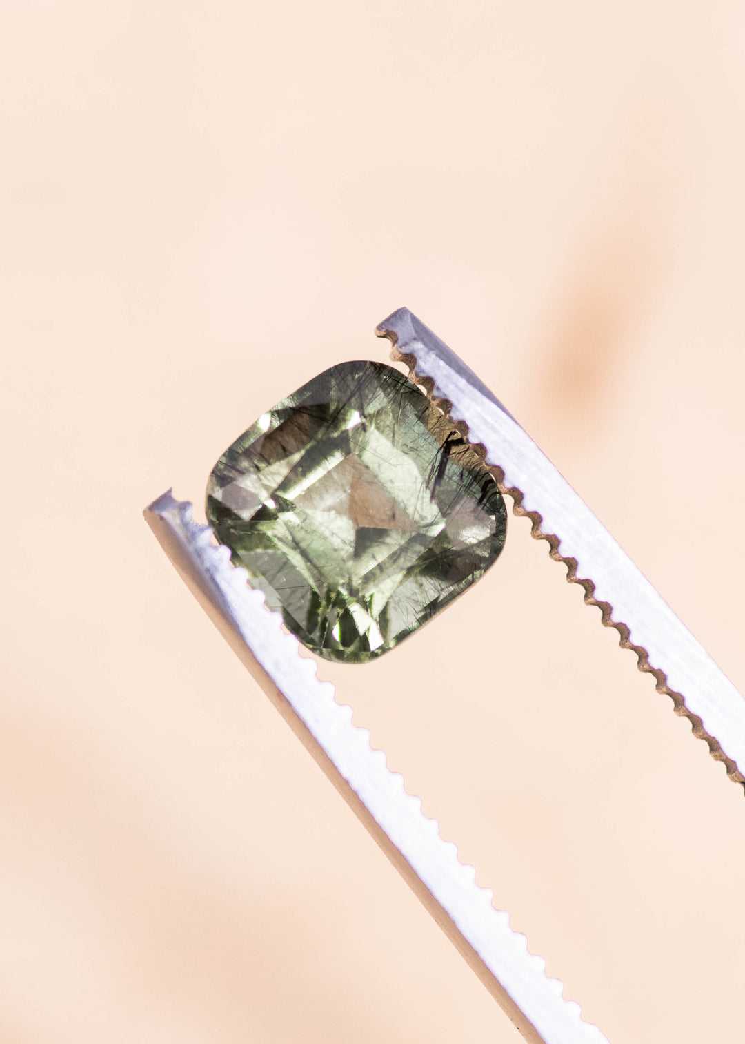 2.60CT Peridot: Green Black Cushion Mix Cut