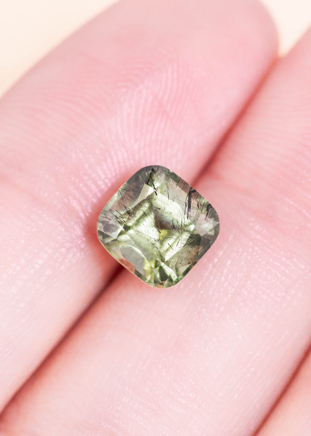 2.60CT Peridot: Green Black Cushion Mix Cut