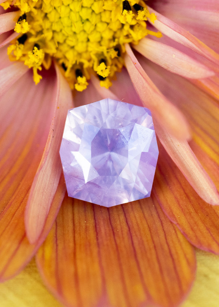 3.43CT Sapphire: Opalescent Lavender Pink Custom Geo Octagonal Cushion Brilliant Cut