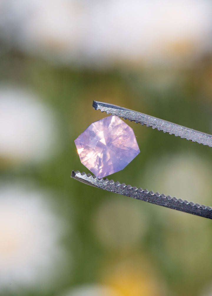 3.43CT Sapphire: Opalescent Lavender Pink Custom Geo Octagonal Cushion Brilliant Cut
