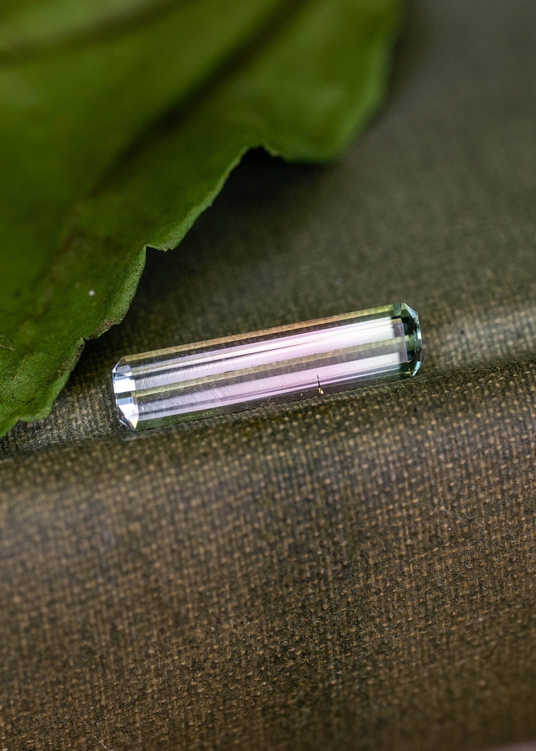 1.65CT Tourmaline: Bi Color Watermelon Pastel Green Pink Precision Elongated Emerald Cut