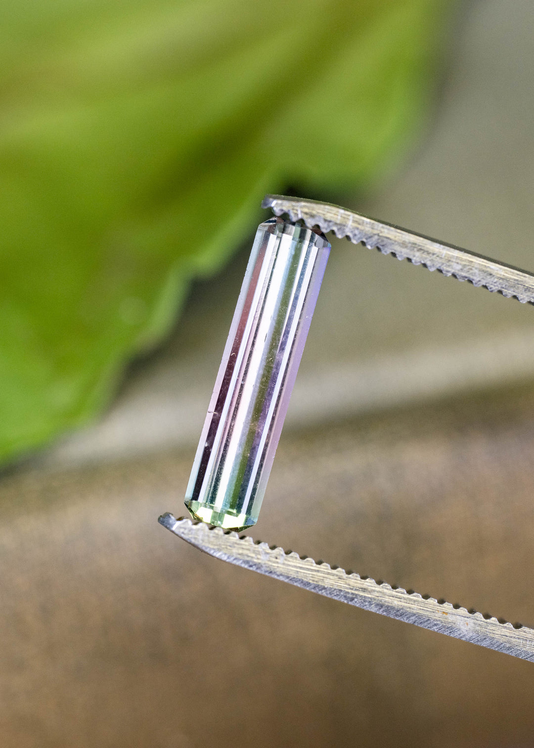 1.65CT Tourmaline: Bi Color Watermelon Pastel Green Pink Precision Elongated Emerald Cut