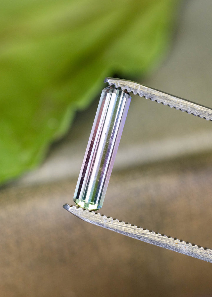 1.65CT Tourmaline: Bi Color Watermelon Pastel Green Pink Precision Elongated Emerald Cut