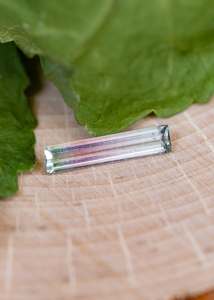1.63CT Tourmaline: Bi Color Watermelon Pastel Green Pink Precision Elongated Emerald Cut