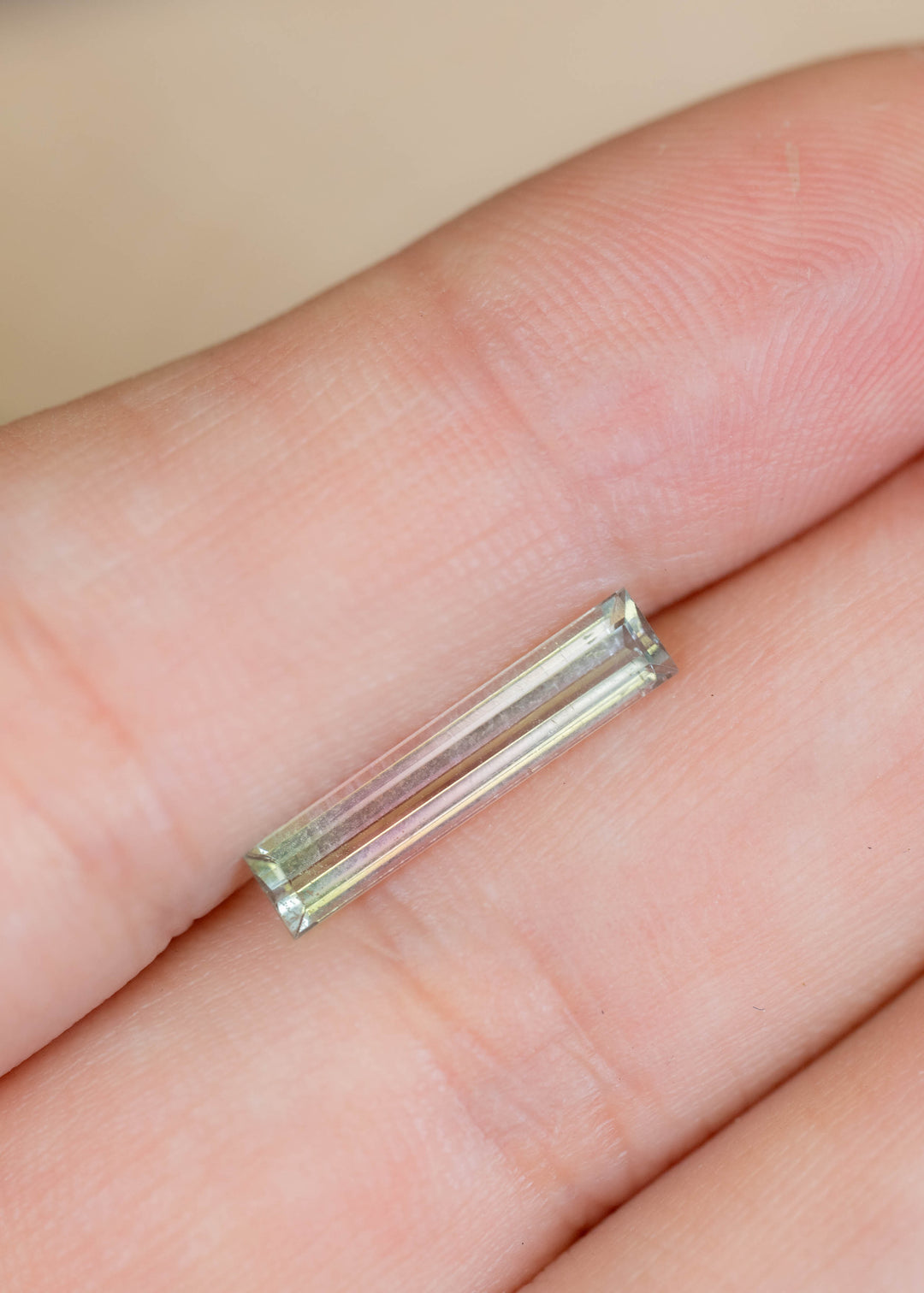 1.63CT Tourmaline: Bi Color Watermelon Pastel Green Pink Precision Elongated Emerald Cut