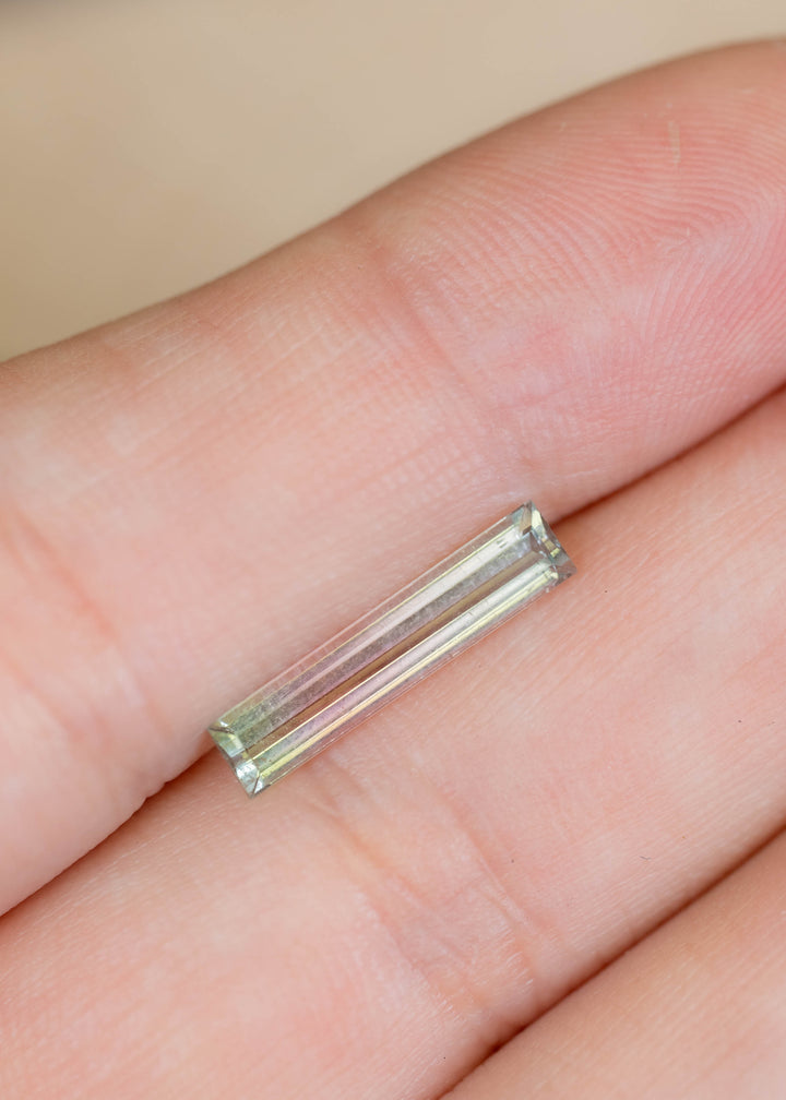 1.63CT Tourmaline: Bi Color Watermelon Pastel Green Pink Precision Elongated Emerald Cut