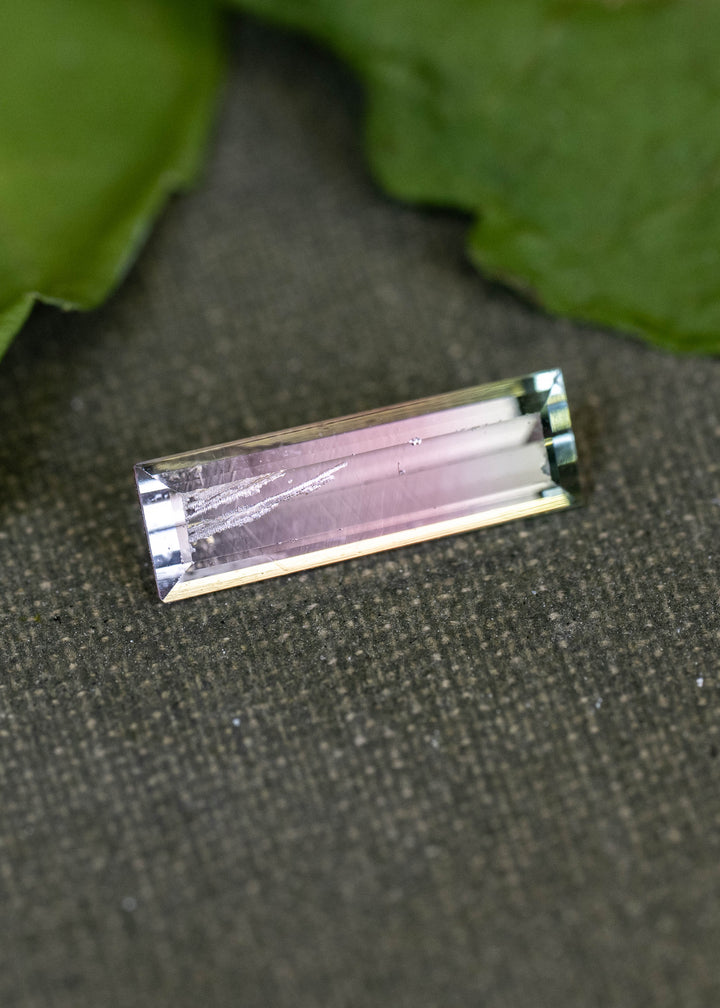 1.16CT Tourmaline: Bi Color Watermelon Pastel Green Pink Precision Elongated Emerald Cut