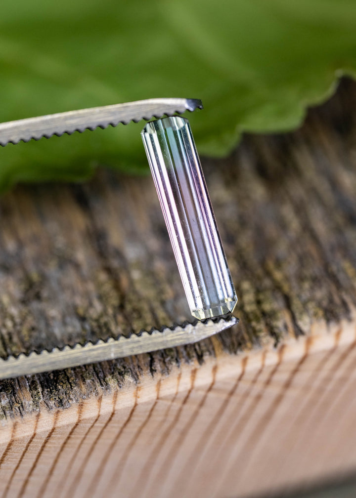 1.57CT Tourmaline: Bi Color Watermelon Pastel Green Pink Precision Elongated Emerald Cut