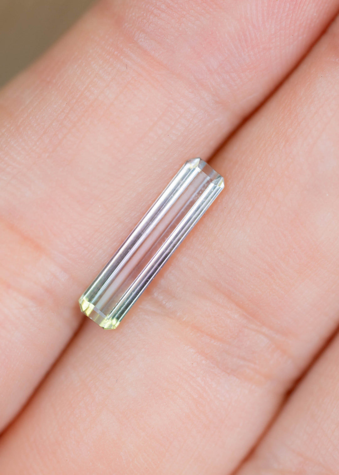 1.57CT Tourmaline: Bi Color Watermelon Pastel Green Pink Precision Elongated Emerald Cut