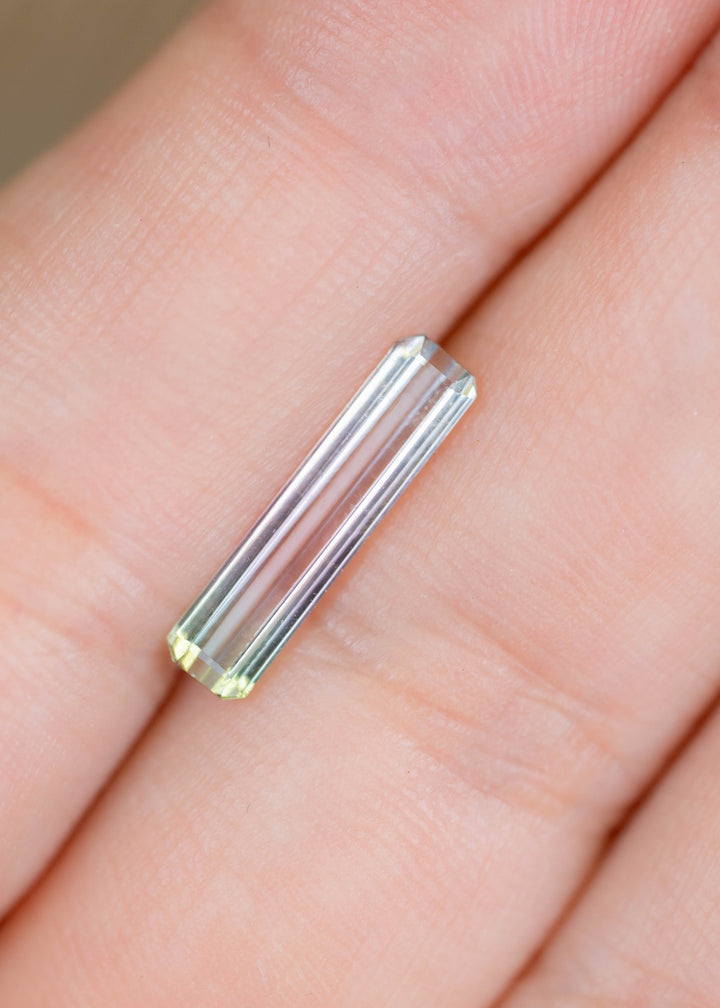 1.57CT Tourmaline: Bi Color Watermelon Pastel Green Pink Precision Elongated Emerald Cut