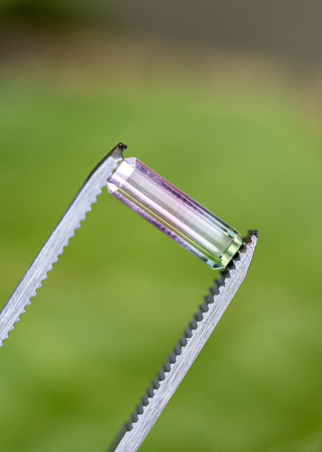 1.72CT Tourmaline: Bi Color Watermelon Pastel Green Pink Precision Elongated Emerald Cut