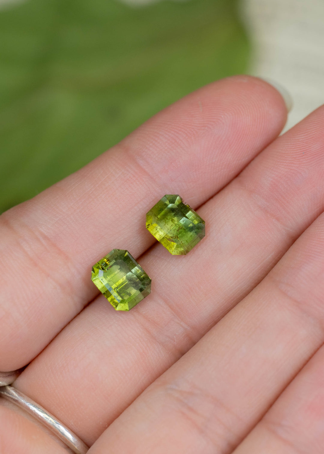 4.90CT Tourmaline Matched Pair: Vibrant Green Yellow Custom Emerald Mix Cut