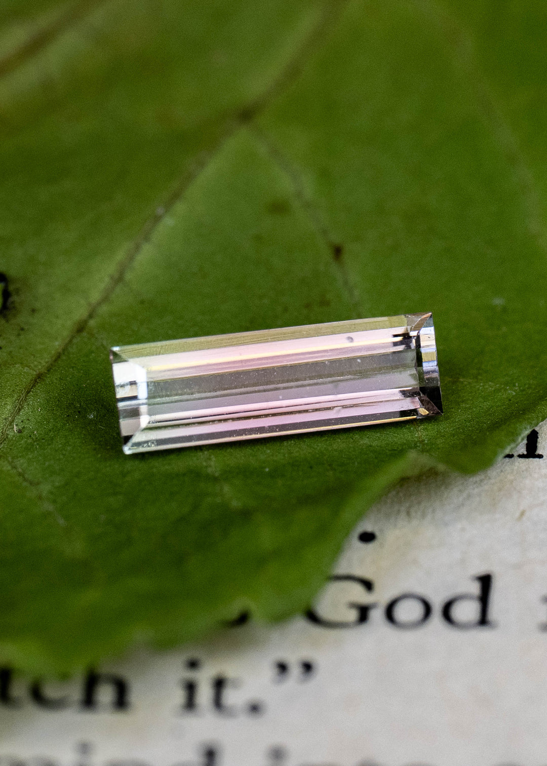 1.06CT Tourmaline: Bi Color Watermelon Pastel Green Pink Precision Elongated Emerald Cut