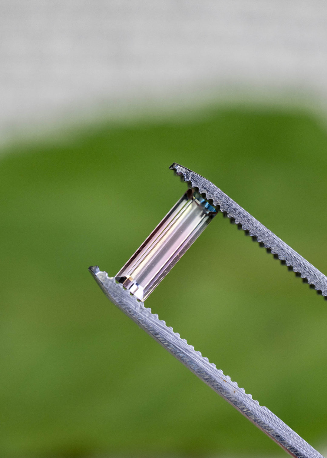 1.06CT Tourmaline: Bi Color Watermelon Pastel Green Pink Precision Elongated Emerald Cut