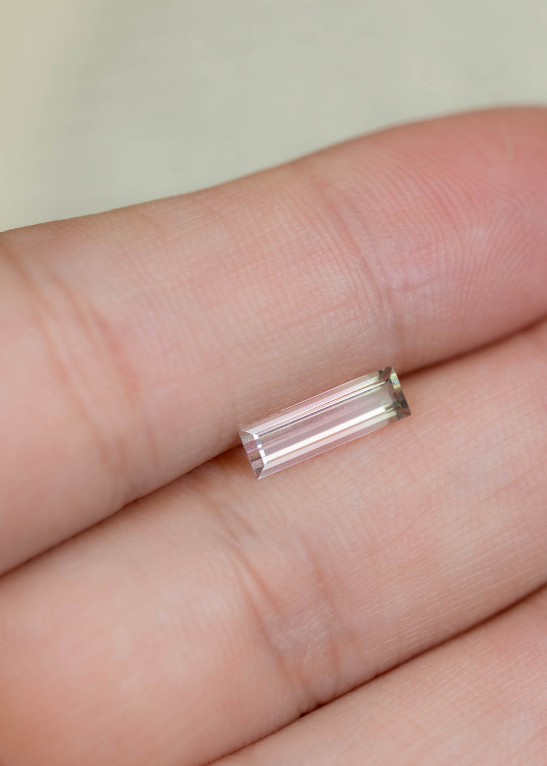 1.06CT Tourmaline: Bi Color Watermelon Pastel Green Pink Precision Elongated Emerald Cut