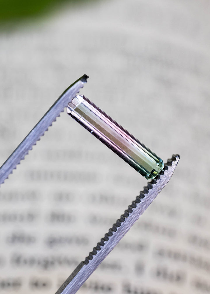 1.58CT Tourmaline: Bi Color Watermelon Pastel Green Pink Precision Elongated Emerald Cut