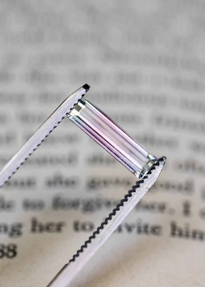 1.46CT Tourmaline: Bi Color Watermelon Pastel Green Pink Precision Elongated Emerald Cut