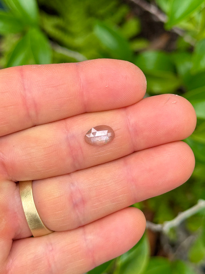 1.43CT Sapphire: Light Seafoam Bluish Green Free Form Rose Cut