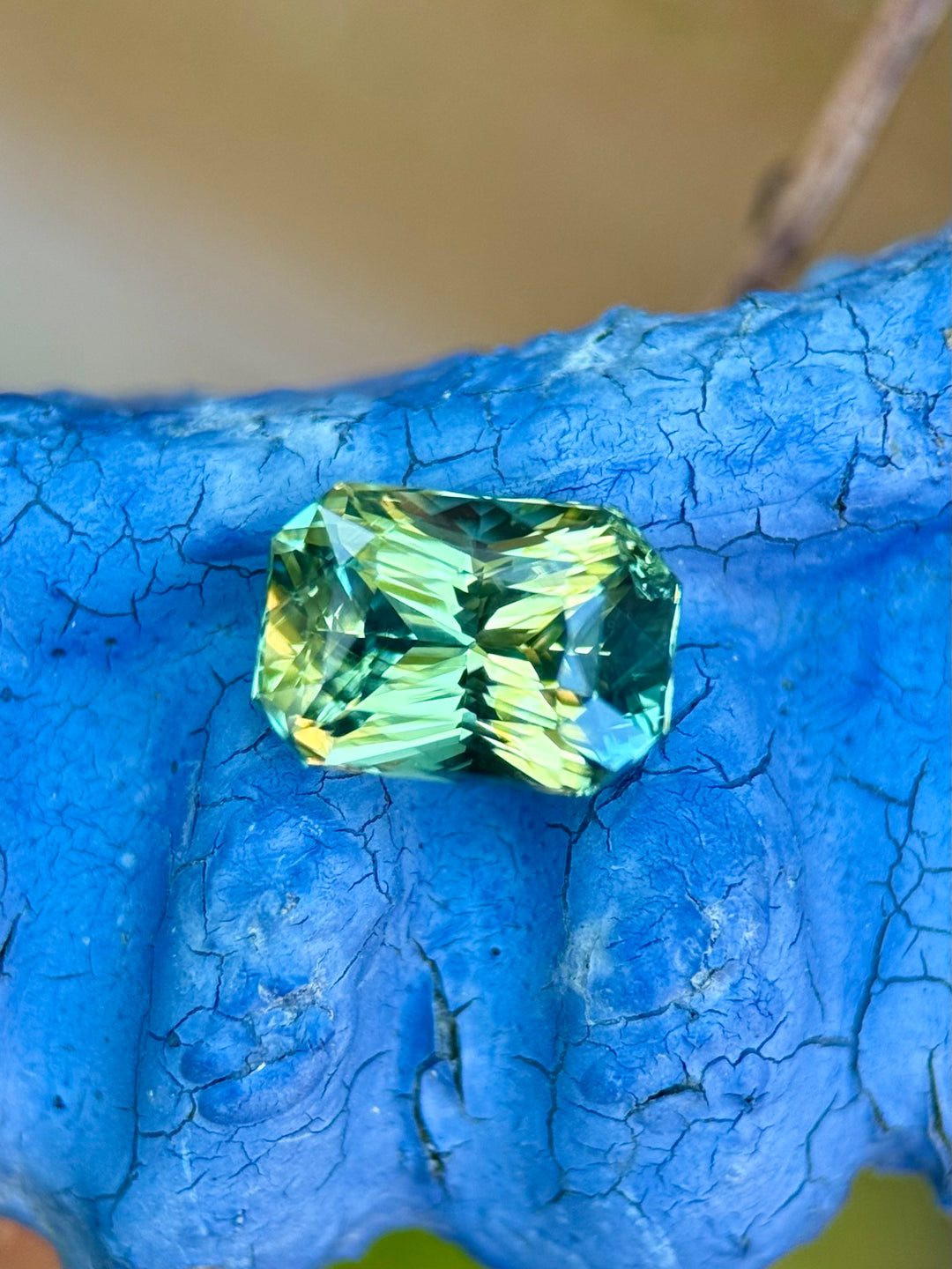 2.01CT Sapphire: Yellow Teal Blue Green Parti Precision Octagon Radiant Cut