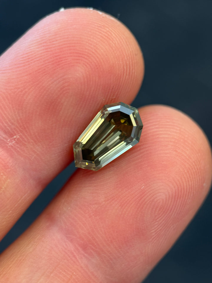 3.00CT Diamond: Fancy Green Gray Shield Step Cut